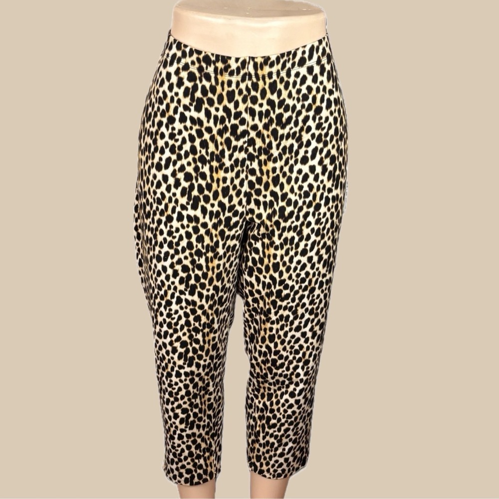 Torrid 5X Tan Black Leopard Print Cotton Cropped Leggings Stretch High Waisted